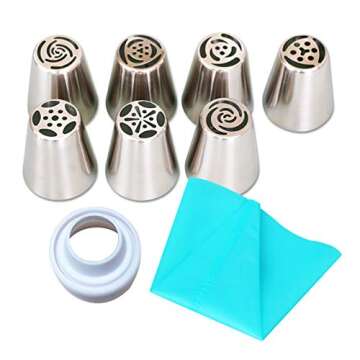 7/9/11/22 Set Russian Large Piping Tips Set Baking Supplies Tulip Flower Icing Nozzles Fondant Cakes Cupcakes Pastries Decorating Set New Russian Flower Mouth Set
