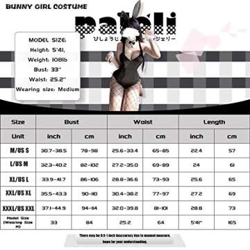 paloli Women Mai Sakurajima Cosplay Costume, One Piece Sexy Bunny Girl Bodysuit Set