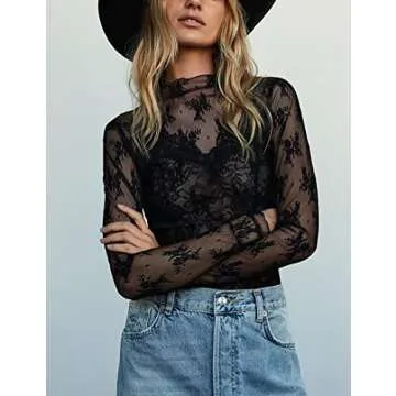 Ugerlov Women’s Chic Long Sleeve Mesh Blouse for Elegance