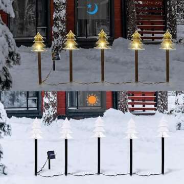 Christmas Solar Pathway Lights, Set of 5 Waterproof Landscape Christmas Lights, Stake Christmas Deco...