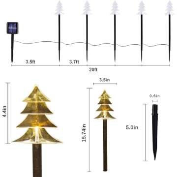 Christmas Solar Pathway Lights, Set of 5 Waterproof Landscape Christmas Lights, Stake Christmas Decorations, LED Lights for Yard Lawn Patio Walkway Decor (5PCS-Warm White-Tree)
