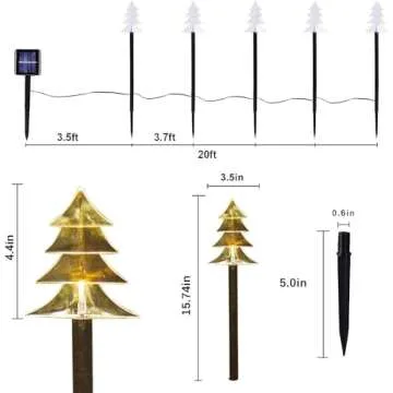 Christmas Solar Pathway Lights, Set of 5 Waterproof Landscape Christmas Lights, Stake Christmas Decorations, LED Lights for Yard Lawn Patio Walkway Decor (5PCS-Warm White-Tree)