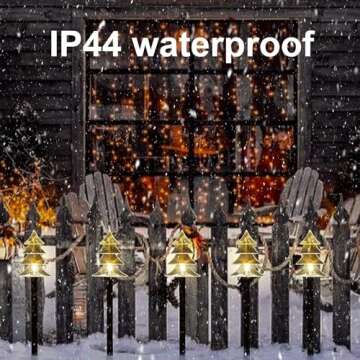 Christmas Solar Pathway Lights, Set of 5 Waterproof Landscape Christmas Lights, Stake Christmas Decorations, LED Lights for Yard Lawn Patio Walkway Decor (5PCS-Warm White-Tree)