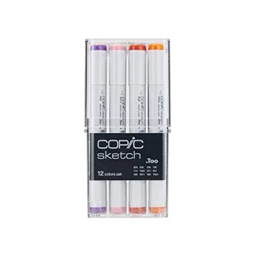 Copic Sketch Markers Set - 12 Vibrant Alcohol-Based Colors