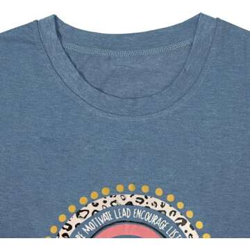 Women Teacher Life Shirt Cute Rainbow Leopard Graphic Casual Letter Print Athletic Tee Kindergarten Teachers Gift Inspirational Workout Short Sleeve Tops- M