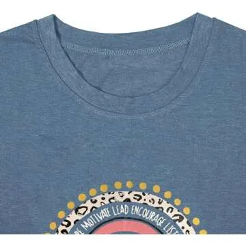 Women Teacher Life Shirt Cute Rainbow Leopard Graphic Casual Letter Print Athletic Tee Kindergarten Teachers Gift Inspirational Workout Short Sleeve Tops- M