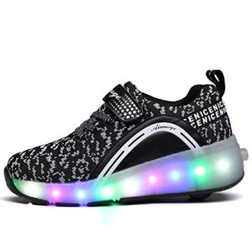 Nsasy Roller Shoes Girls Boys Wheels Sneakers Led Light up Sport Shoes Roller Skates Best Gift