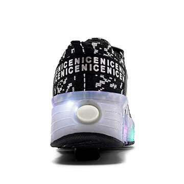 Nsasy Roller Shoes Girls Boys Wheels Sneakers Led Light up Sport Shoes Roller Skates Best Gift