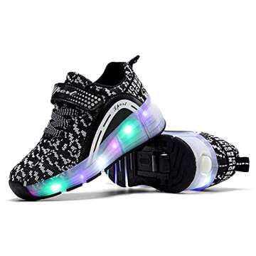 Nsasy Roller Shoes Girls Boys Wheels Sneakers Led Light up Sport Shoes Roller Skates Best Gift