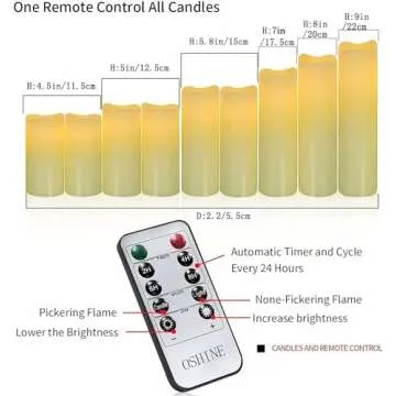 OSHINE Flameless Candles, Battery Operated Candles Set of 9, LED Realistic Flickering Real Wax Pillar Candle with 10 Key Remote& 24 Hours Timer for Home Decor, Holiday, Gifts, Wedding