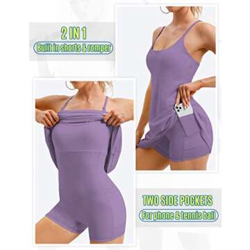 Womens Tennis Dress, Workout Dress with Built-in Bra & Shorts Pockets Summer Dress for Golf Athletic...