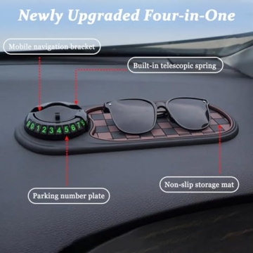 Multifunction Car Anti-Slip Mat Auto Phone Holder, Rotatable Black & White Pad