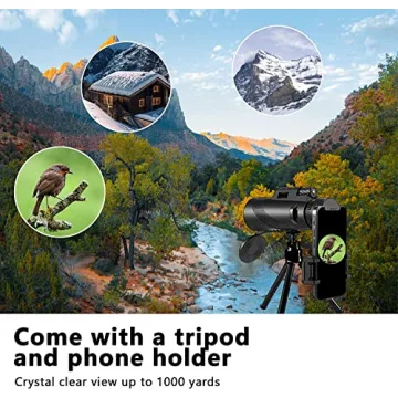80x100 Monocular-Telescope High Powered for Smartphone Monoculars for Adults High Definition Monocular Telescope for Stargazing Hunting Wildlife Bird Watching Travel Camping Hiking