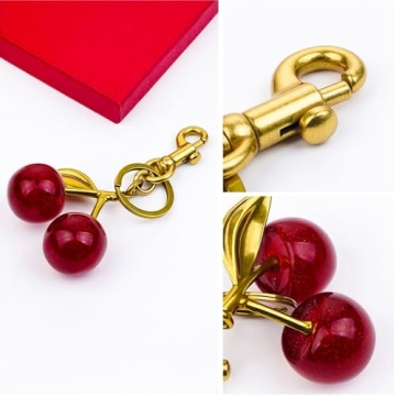 Glitter Cherry Bag Charm - Stylish Accessory for Bags