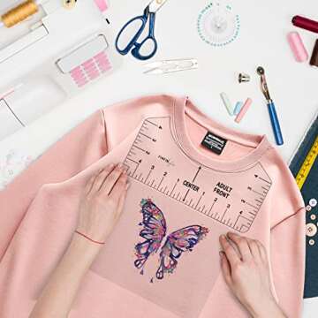 FINFINLIFE Tshirt Ruler-9Pcs, Tshirt Ruler Guide for Vinyl, Shirt Alignment, Center Designs for Heat Press, Transparent Tee Ruler for Infant Toddler Youth Adult, Front and Back Measurement