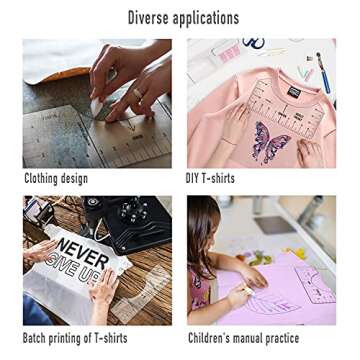 FINFINLIFE Tshirt Ruler-9Pcs, Tshirt Ruler Guide for Vinyl, Shirt Alignment, Center Designs for Heat Press, Transparent Tee Ruler for Infant Toddler Youth Adult, Front and Back Measurement