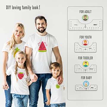 FINFINLIFE Tshirt Ruler-9Pcs, Tshirt Ruler Guide for Vinyl, Shirt Alignment, Center Designs for Heat Press, Transparent Tee Ruler for Infant Toddler Youth Adult, Front and Back Measurement