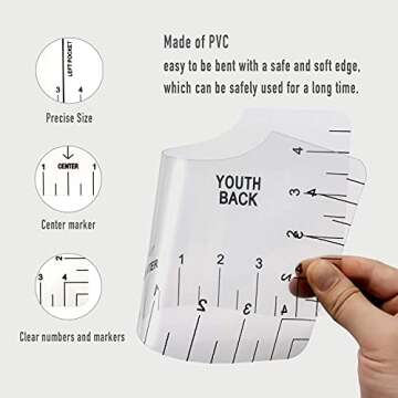 FINFINLIFE Tshirt Ruler-9Pcs, Tshirt Ruler Guide for Vinyl, Shirt Alignment, Center Designs for Heat Press, Transparent Tee Ruler for Infant Toddler Youth Adult, Front and Back Measurement