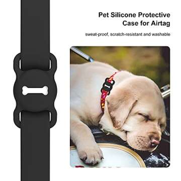 DLENP Airtag Dog Collar Holder Secure Silicone Tracker