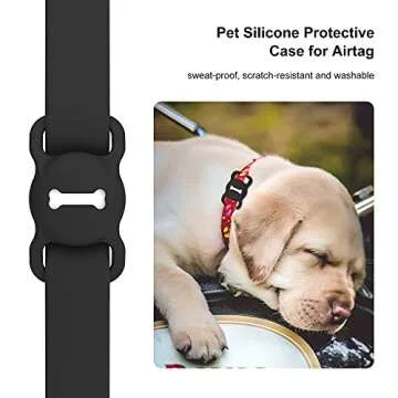 DLENP Airtag Dog Collar Holder Secure Silicone Tracker