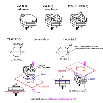 RKURCK 12V-32V Manual Reset 20A Circuit Breaker