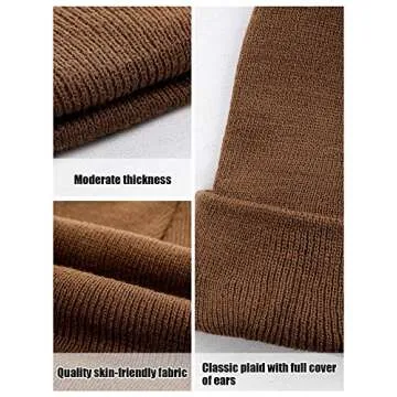 Winter Satin Lined Beanie Hat Silk Lined Beanies Cuffed Plain Skull Knitted Hat Spring Warm Cap for Women Men(Black, Beige, Caramel, Pink)