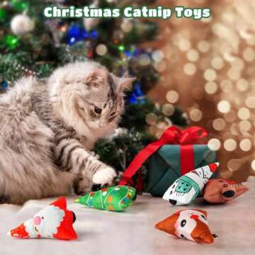Christmas Catnip Toys Interactive Cats 5PCS Cat Nip Toy/Kitten Chew Plush Gift/Best Play Kick Stuff/...