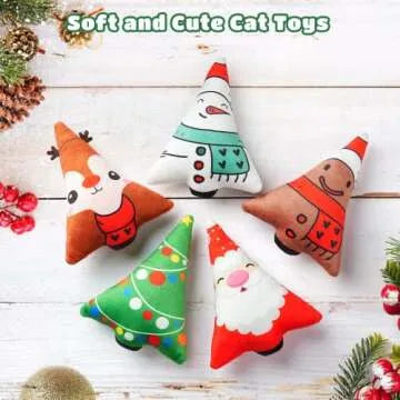 Christmas Catnip Toys Interactive Cats 5PCS Cat Nip Toy/Kitten Chew Plush Gift/Best Play Kick Stuff/Kitty Stuffed Teething Pillow/Cute and Soft Dental Gifts (5 types of Christmas decorations)