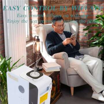 Smart Oil Diffuser- 7,500 Sq FT WiFi Scent Diffusers for Home Long Lasting, Aromatherapy Nebulizing Diffuser Cold Air Technology, Waterless Diffuser with Large 800ml Oil Bottle for SPA, Business