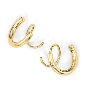 Spiral Hoop Twist Double Earrings - 14K Gold Helix Spiral Earrings, Double Piercing Earrings, Faux D...