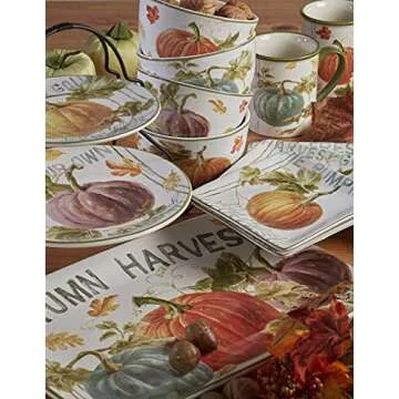 Certified International Autumn Harvest 11" Dinner Plates - Set of 4, Multicolor, Durable Earthenware