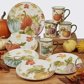 Autumn Harvest Dinner Plates Set of 4 - Stylish & Durable