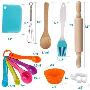 Vanmor Kids Basic Cooking and Baking Sets, 26 Pcs Kids Baking Sets with Kids Chef Hat and Apron for Girls Boys Toddler Dress Up Chef Costume Career Role-Playing Toys for 3456 Years Old Girl Boys Gifts