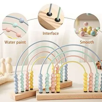 ibwaae Wooden Rainbow Abacus Beads Counting Toys Kids Early Math Skills Montessori Educational Learning Games for Toddler