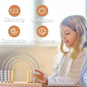 ibwaae Wooden Rainbow Abacus Beads Counting Toys Kids Early Math Skills Montessori Educational Learning Games for Toddler