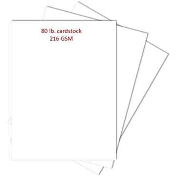 White Thick Paper Cardstock - for Brochure, Invitations, Stationary Printing | 80 lb Card Stock | 8....