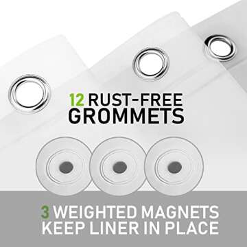 JSO HOME Shower Curtain Liner - Heavy Duty 6 Guage PEVA - Built in 3 Weighted Magnets - 12 Aluminium Grommets - (White X1)