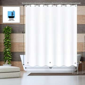 JSO HOME Shower Curtain Liner - Heavy Duty 6 Guage PEVA - Built in 3 Weighted Magnets - 12 Aluminium Grommets - (White X1)