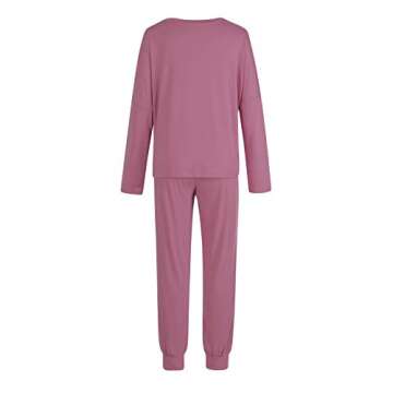 Meenew Women's 2 Piece Sweatsuit Set Long Sleeve Tops and Sweatpants Sets Pink M