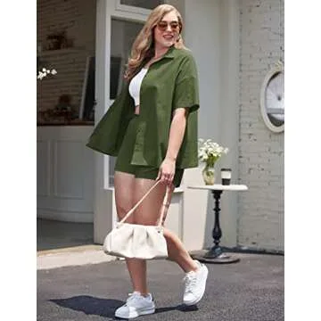 IN'VOLAND Plus Size 2 Piece Outfits Comfortable Cotton Set