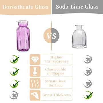 Modern Colored Glass Bud Vase Set: Glasseam 4Pcs Small Mini Flower Centerpieces Vases Handmade DecorativeCute Short Window Corner Home Decor for Wedding Reception Dining Table Single Rose Flowers