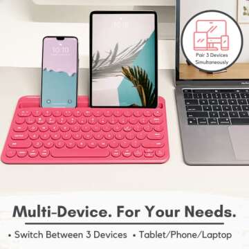 Macally Bluetooth Tablet Keyboard - Multi Device Wireless Keyboard for Phone, iPad Mini/Pro, Android...