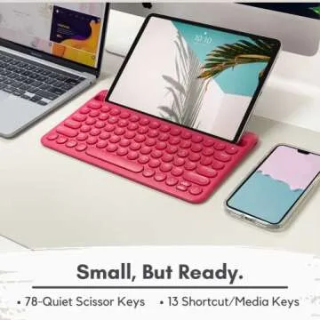 Macally Bluetooth Tablet Keyboard - Multi Device Wireless Keyboard for Phone, iPad Mini/Pro, Android - Rechargeable Small Keyboard with Built in Stand and Quiet Keys