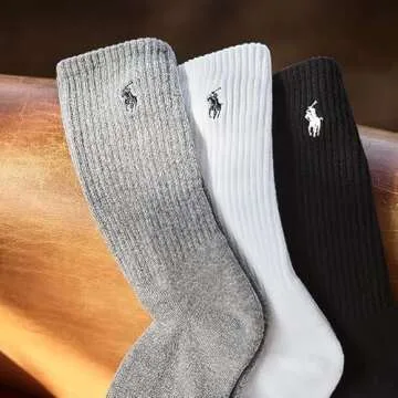 Polo Ralph Lauren Men's Athletic Cotton Crew Socks - 6 Pair Pack