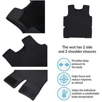 Sensory Compression Vest for Kids Sensory Processing Disorder Vest Deep Pressure Comfort for Autism, Hyperactivity, Mood Processing Disorders, Breathable, Form-Fitting, Kids (Small, Black)