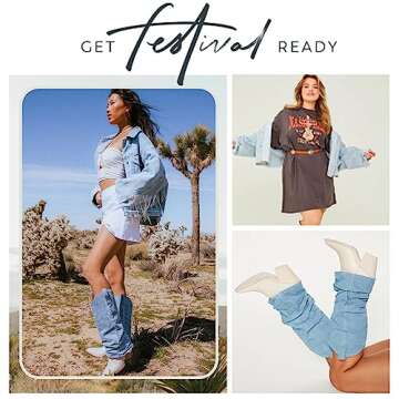 MUCCCUTE Women's Trendy Western Cowboy Boots Size 9