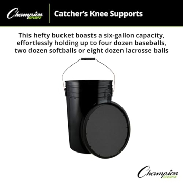 Champion Sports 6 Gallon Ball Bucket with Padded Lid - Durable and Practical