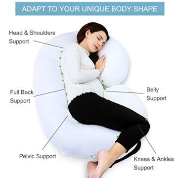 Marine Moon Pregnancy Pillow C Shaped, Pregnancy Body Pillow and Maternity Pillow for Sleeping with 100% Cotton Cover