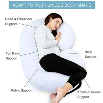 Marine Moon Pregnancy Pillow C Shaped, Pregnancy Body Pillow and Maternity Pillow for Sleeping with 100% Cotton Cover