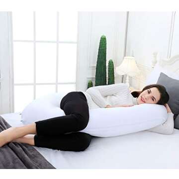 Marine Moon Pregnancy Pillow C Shaped, Pregnancy Body Pillow and Maternity Pillow for Sleeping with 100% Cotton Cover